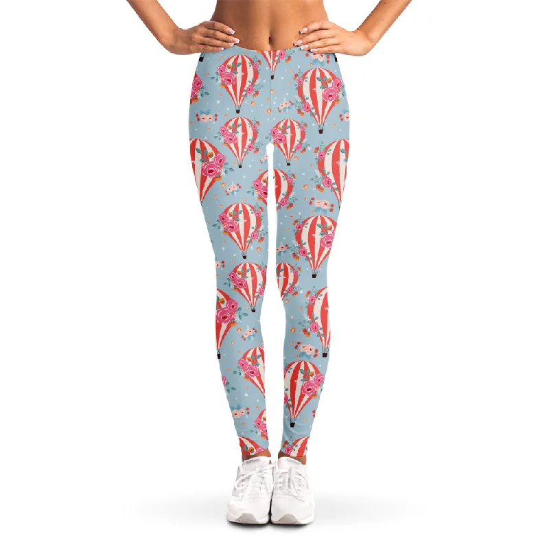 Floral Air Balloon Pattern Print Women's Leggings