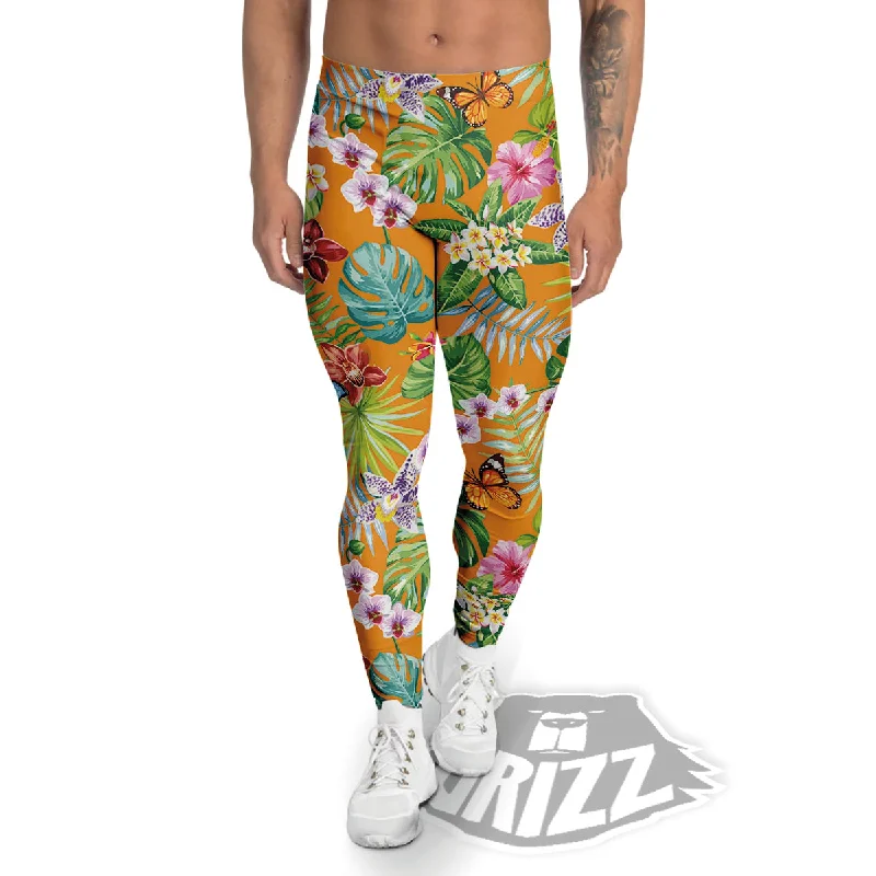 Floral Aloha Hawaii Print Pattern Men's Leggings