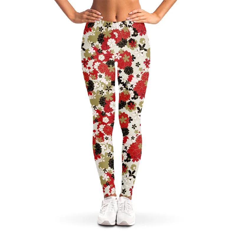 Floral Kimono Pattern Print Women's Leggings