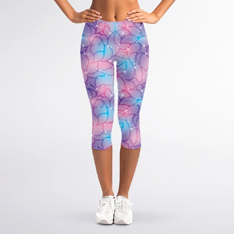 Floral Sparkle Print Women's Capri Leggings