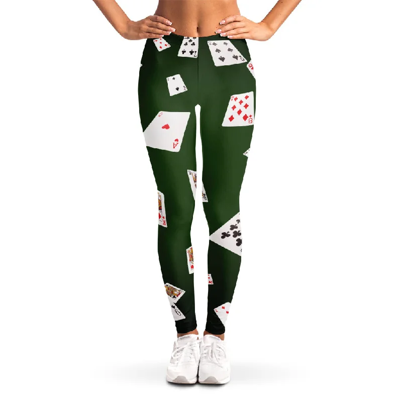 Flying Poker Cards Print Women's Leggings