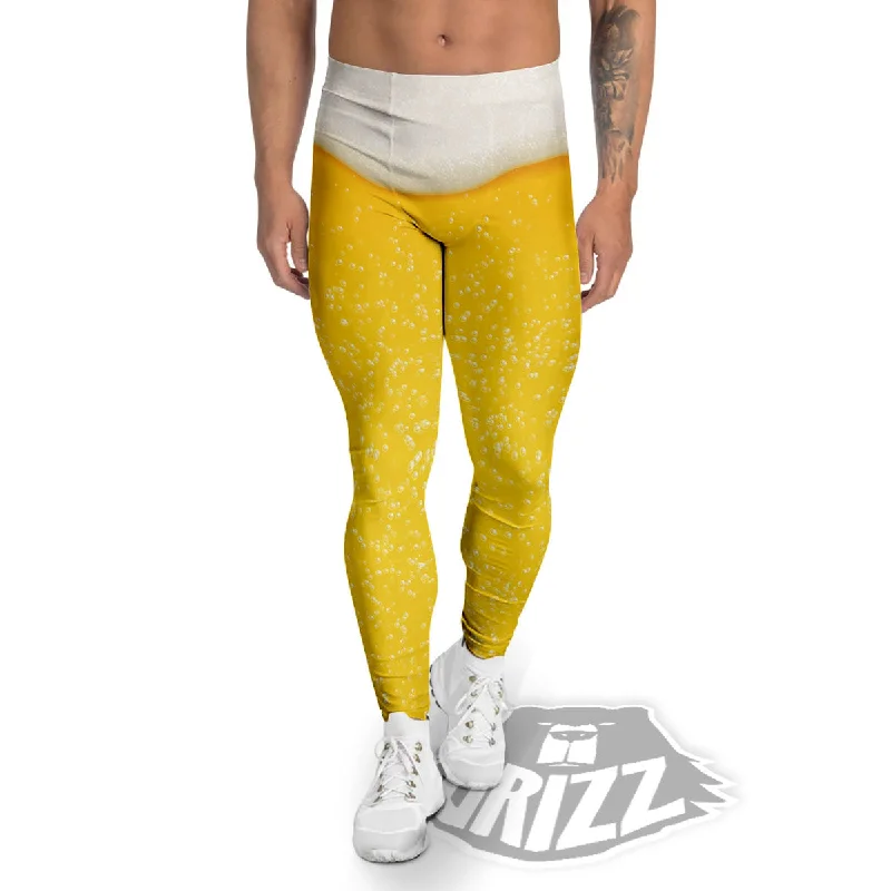 Foam And Beer Print Men's Leggings