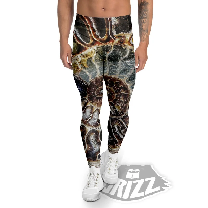 Fossil Ammonite Print Men's Leggings