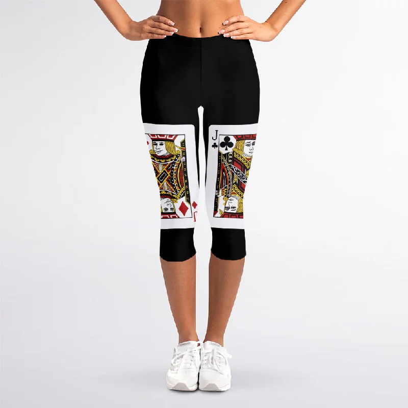 Four Jacks Playing Cards Print Women's Capri Leggings