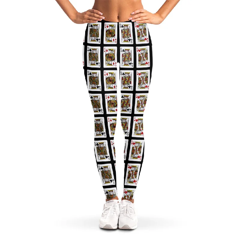 Four Kings Playing Cards Pattern Print Women's Leggings