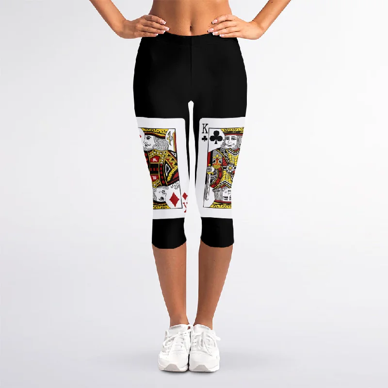 Four Kings Playing Cards Print Women's Capri Leggings