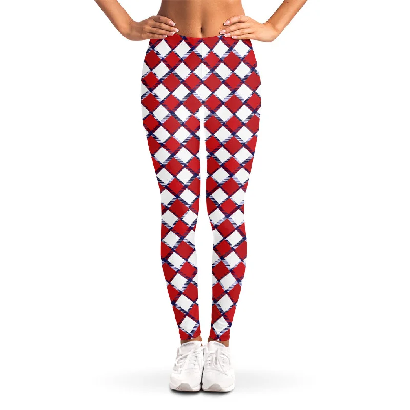 Fourth of July American Plaid Print Women's Leggings