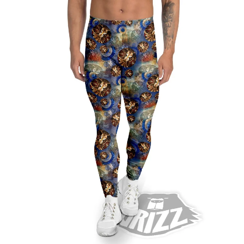 Fractal Abstract Print Men's Leggings