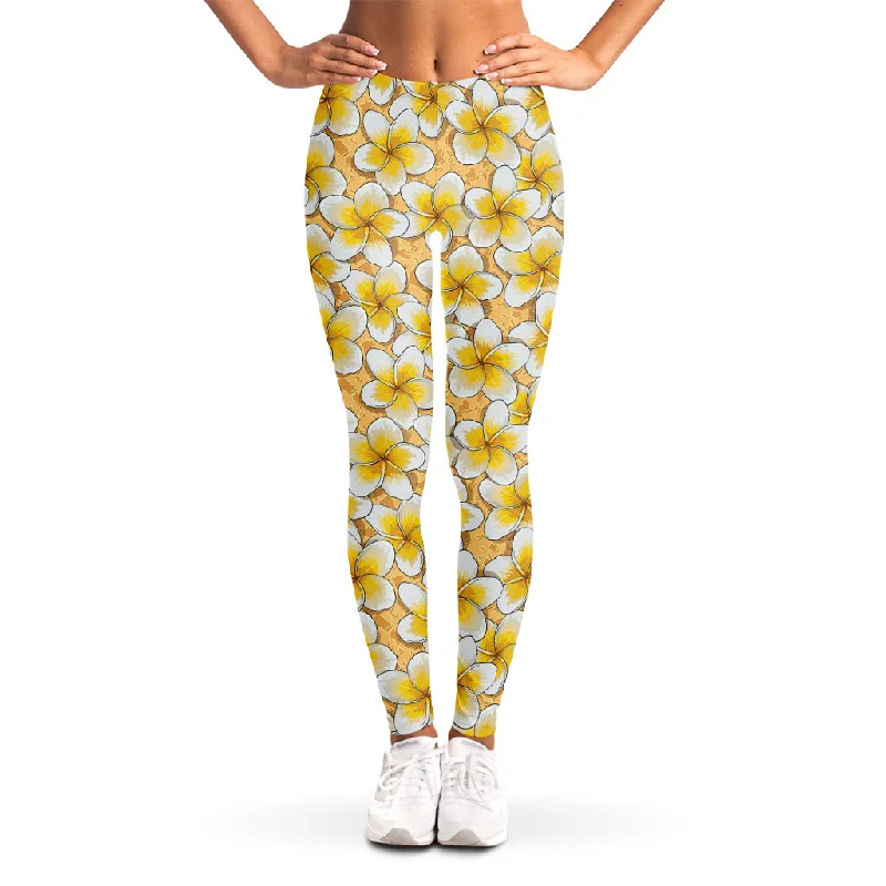 Frangipani Flower Pattern Print Women's Leggings