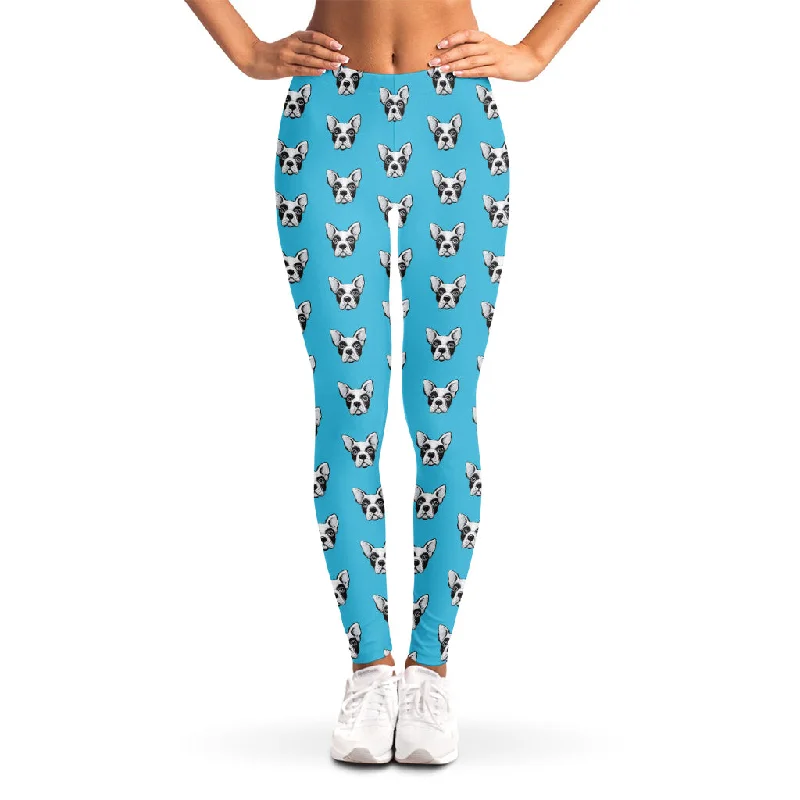 French Bulldog Faces Pattern Print Women's Leggings