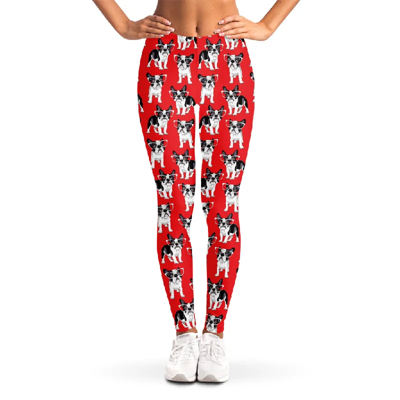 French Bulldog With Glasses Print Women's Leggings