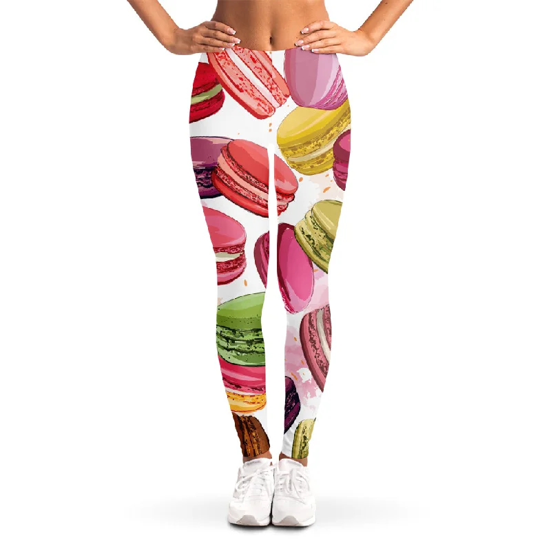 French Macaron Pattern Print Women's Leggings