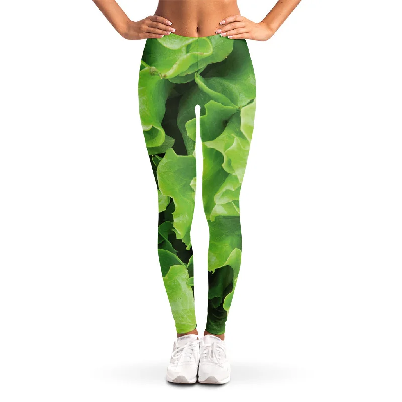 Fresh Lettuce Leaves Print Women's Leggings