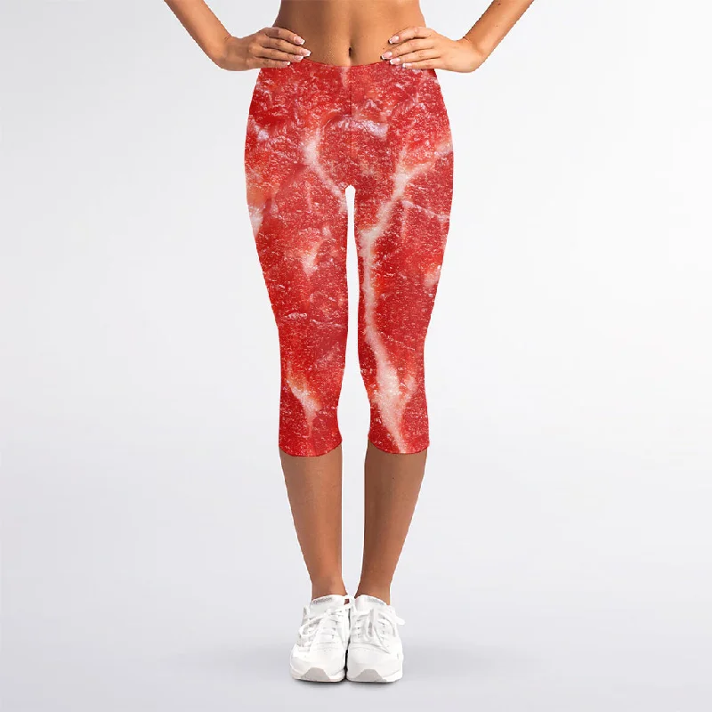 Fresh Meat Print Women's Capri Leggings