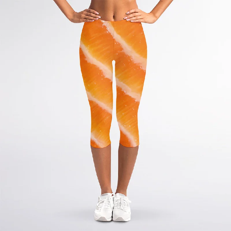 Fresh Salmon Print Women's Capri Leggings