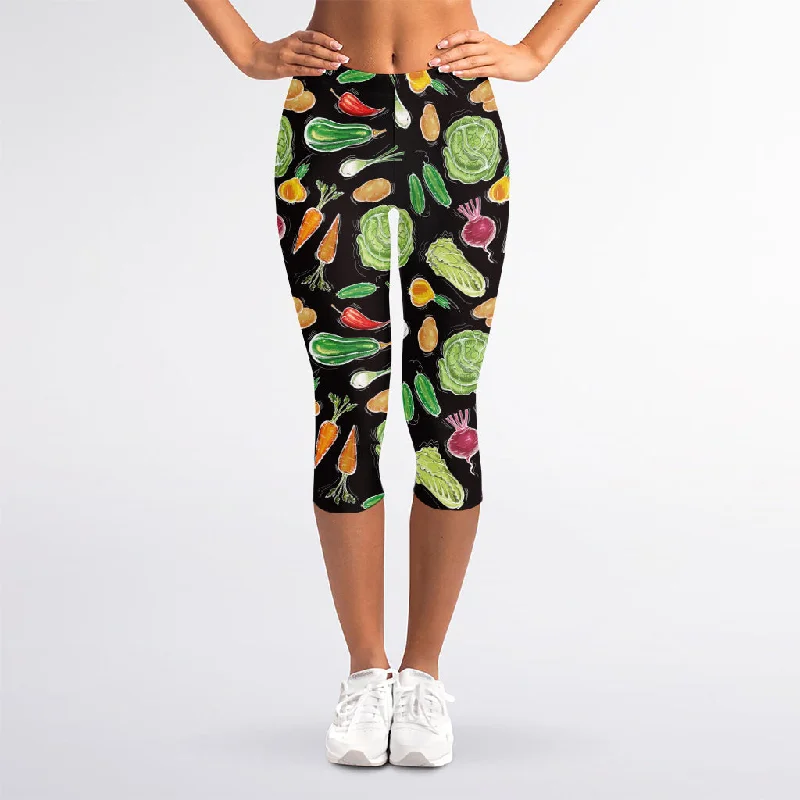 Fresh Vegetable Pattern Print Women's Capri Leggings