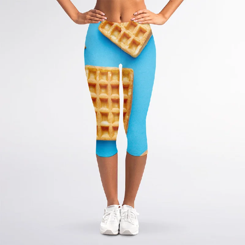 Fresh Waffles Print Women's Capri Leggings