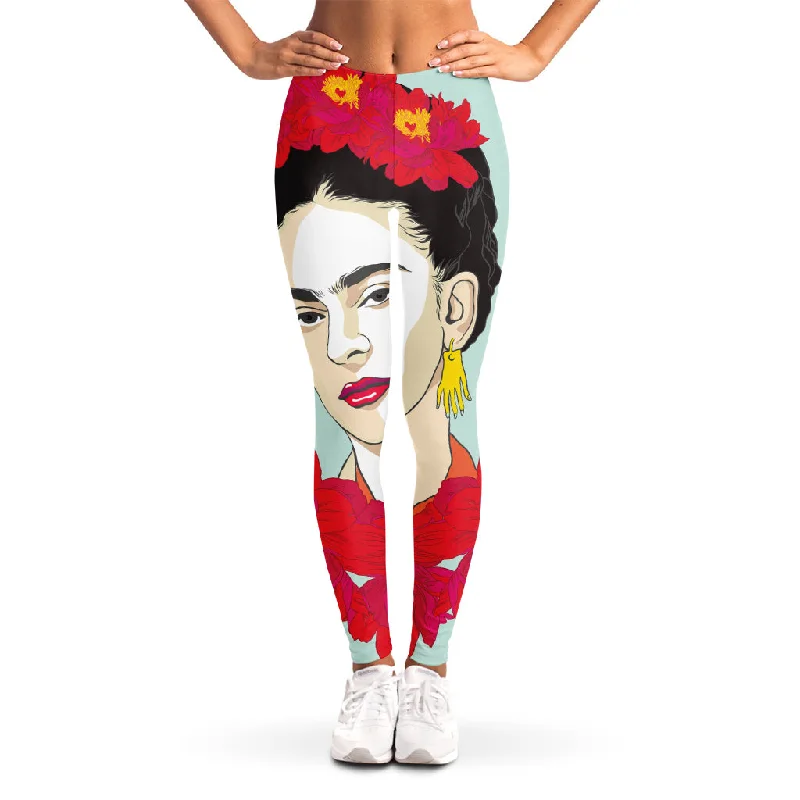 Frida Kahlo And Floral Print Women's Leggings