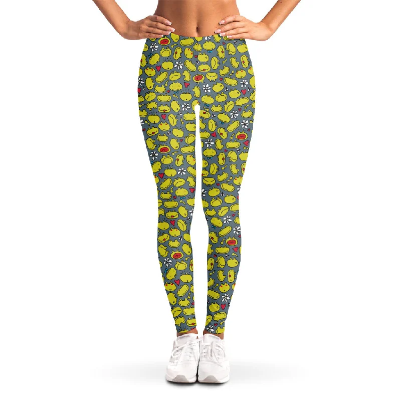 Frog Faces Pattern Print Women's Leggings