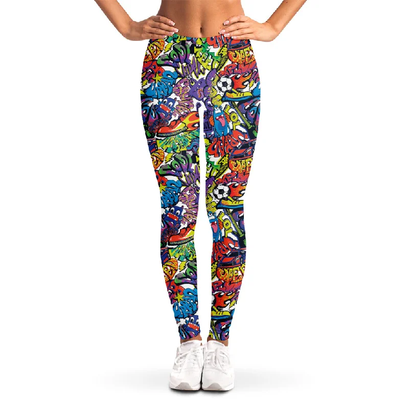 Funky Graffiti Pattern Print Women's Leggings