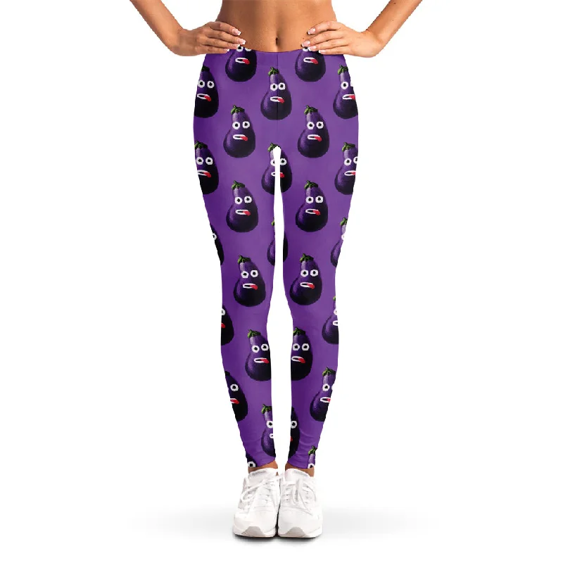 Funny Eggplant Pattern Print Women's Leggings