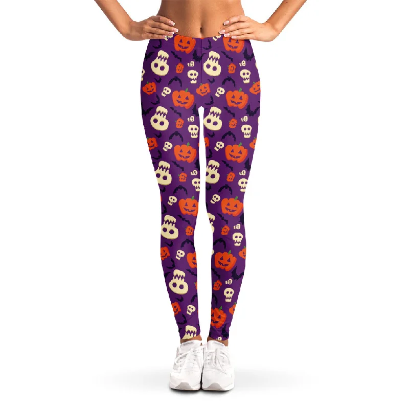 Funny Halloween Pumpkin Pattern Print Women's Leggings