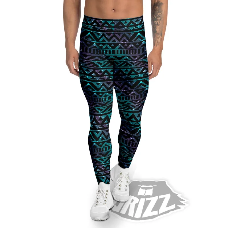 Galaxy Aztec Tribal Print Pattern Men's Leggings