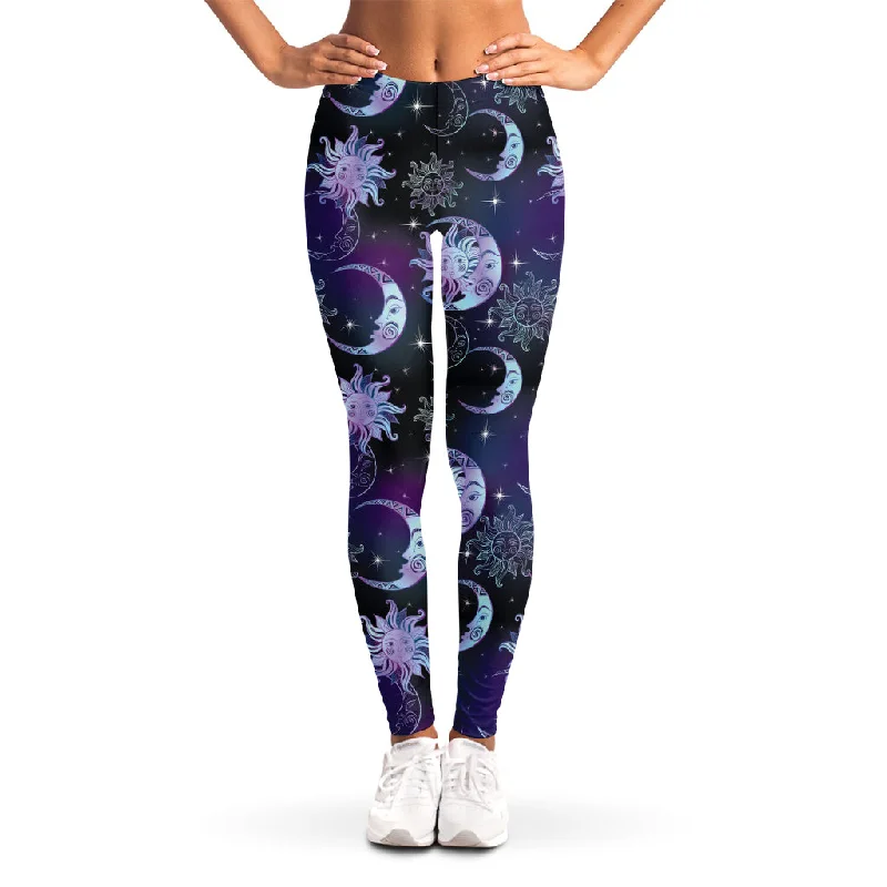 Galaxy Celestial Sun And Moon Print Women's Leggings