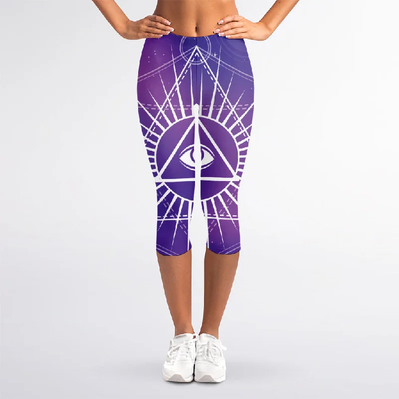 Galaxy Eye of Providence Print Women's Capri Leggings