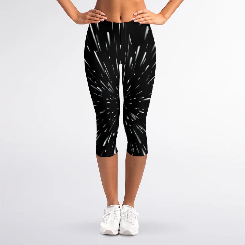 Galaxy Hyperspace Print Women's Capri Leggings