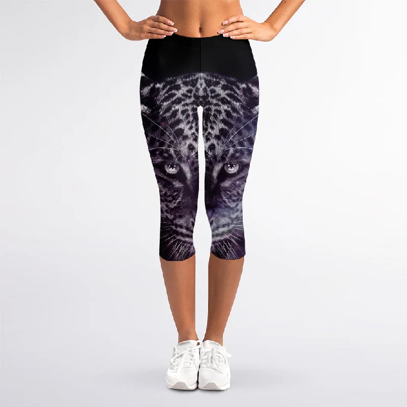 Galaxy Jaguar Print Women's Capri Leggings