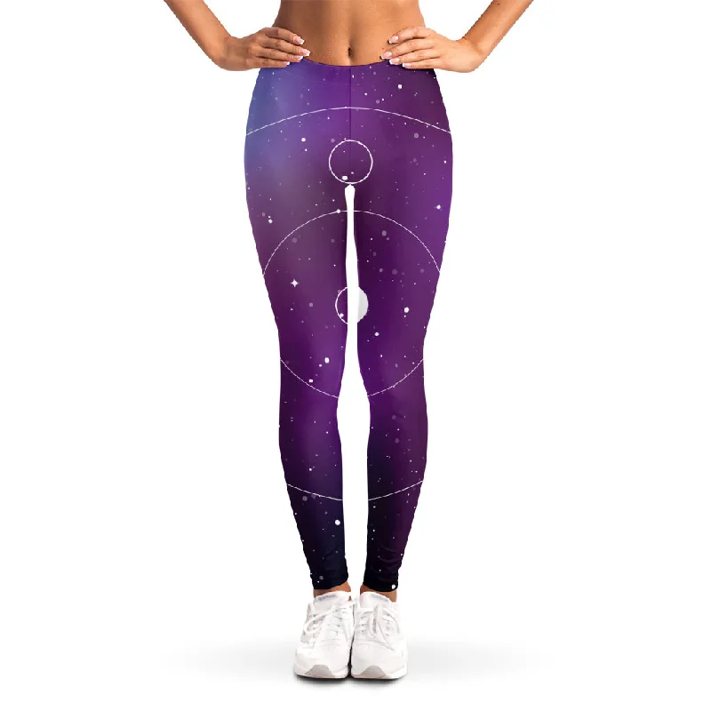 Galaxy Moon Phase Print Women's Leggings