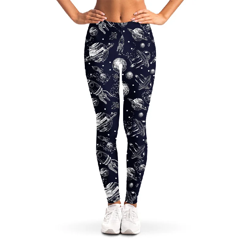 Galaxy UFO Pattern Print Women's Leggings