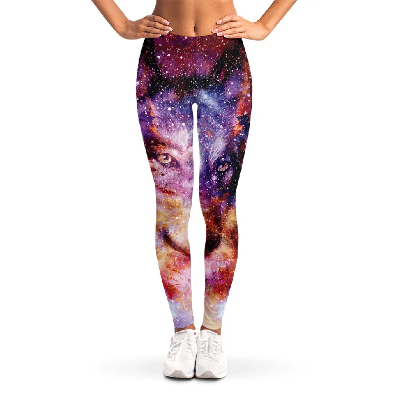 Galaxy Wolf Portrait Print Women's Leggings