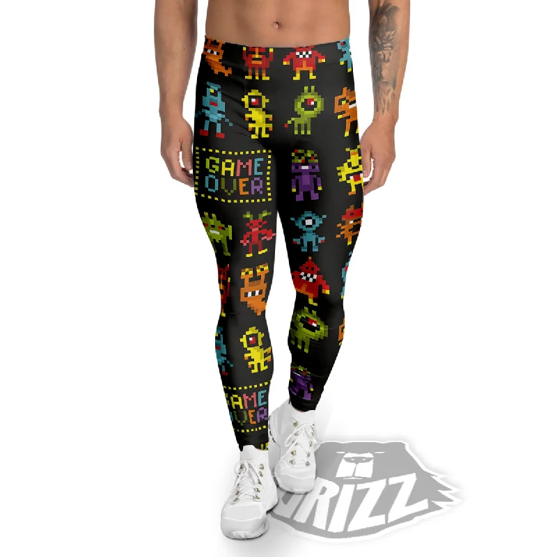 Game Monsters 8-Bit Video Print Pattern Men's Leggings