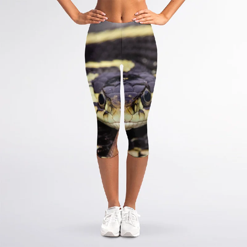 Garter Snake Print Women's Capri Leggings