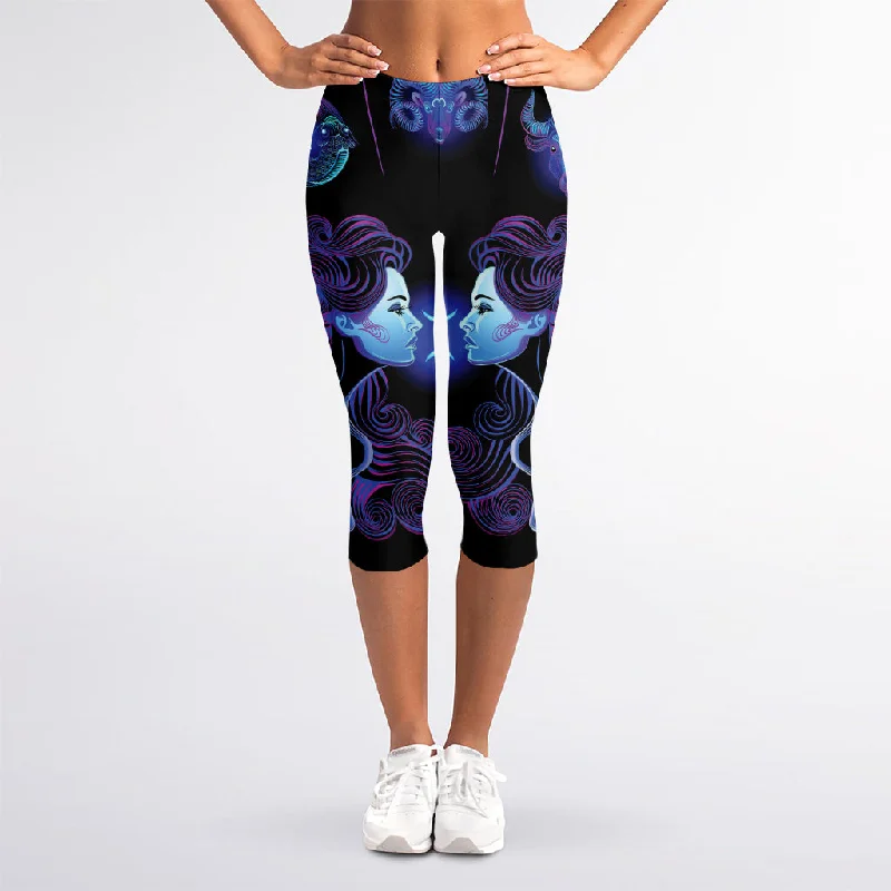 Gemini And Astrological Signs Print Women's Capri Leggings