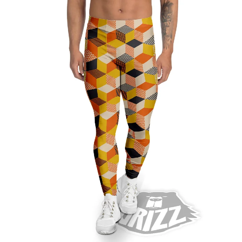 Geometric 60s Print Pattern Men's Leggings