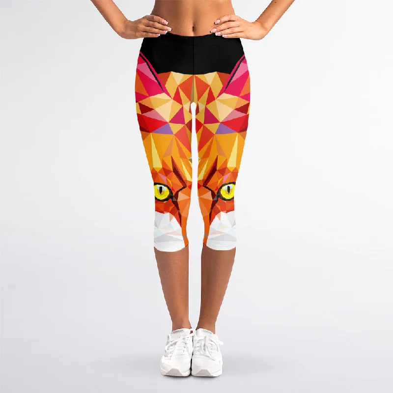 Geometric Fox Print Women's Capri Leggings