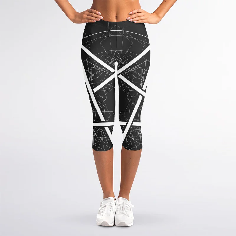 Geometric Inverted Pentagram Print Women's Capri Leggings