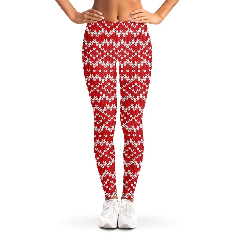 Geometric Knitted Pattern Print Women's Leggings