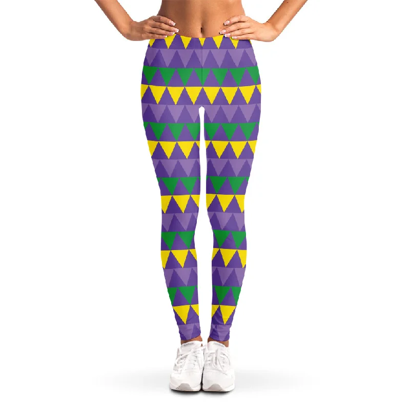 Geometric Mardi Gras Pattern Print Women's Leggings