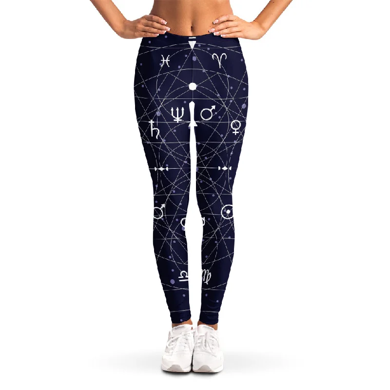 Geometric Moon Phase Print Women's Leggings