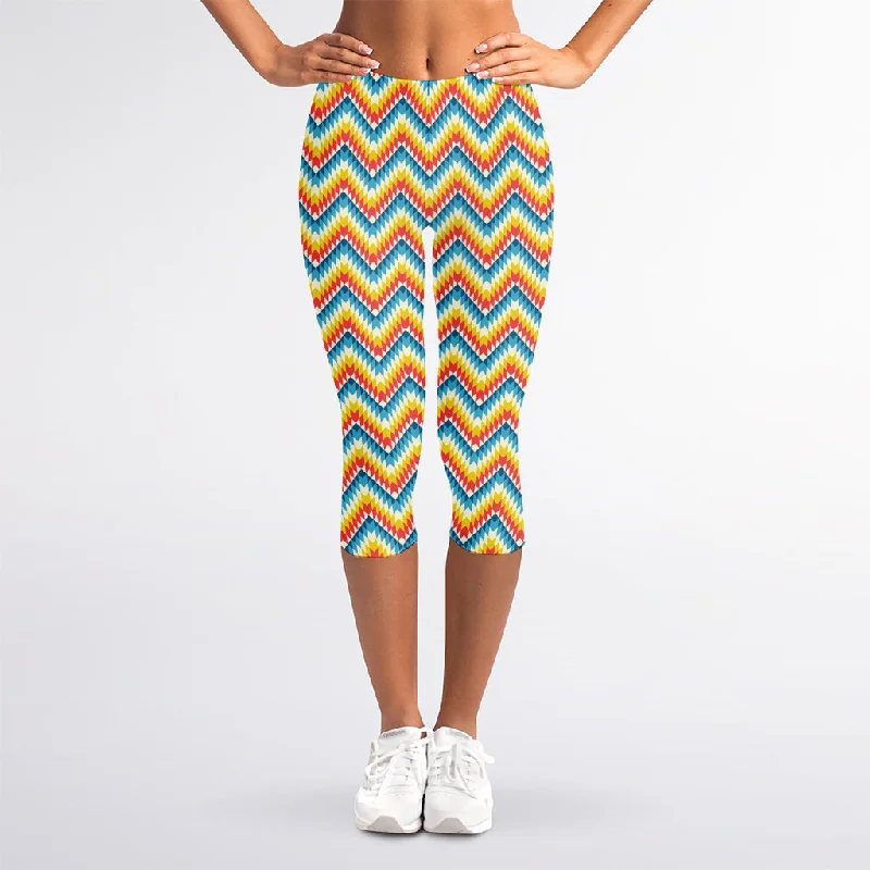 Geometric Native American Pattern Print Women's Capri Leggings