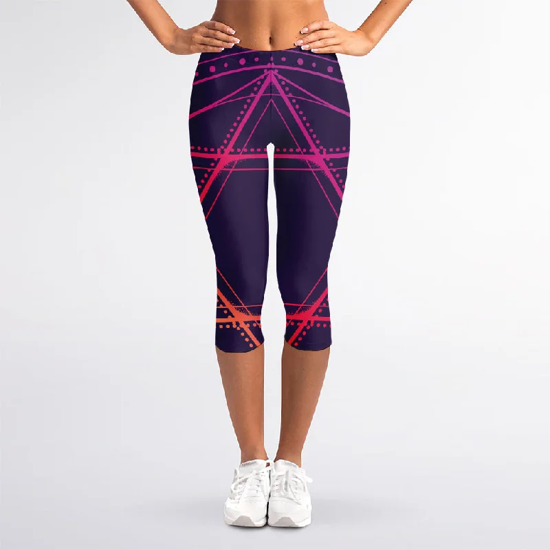 Geometric Star of David Print Women's Capri Leggings