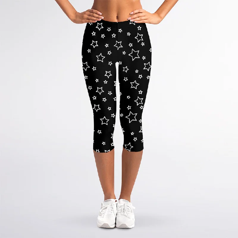 Geometric Star Pattern Print Women's Capri Leggings