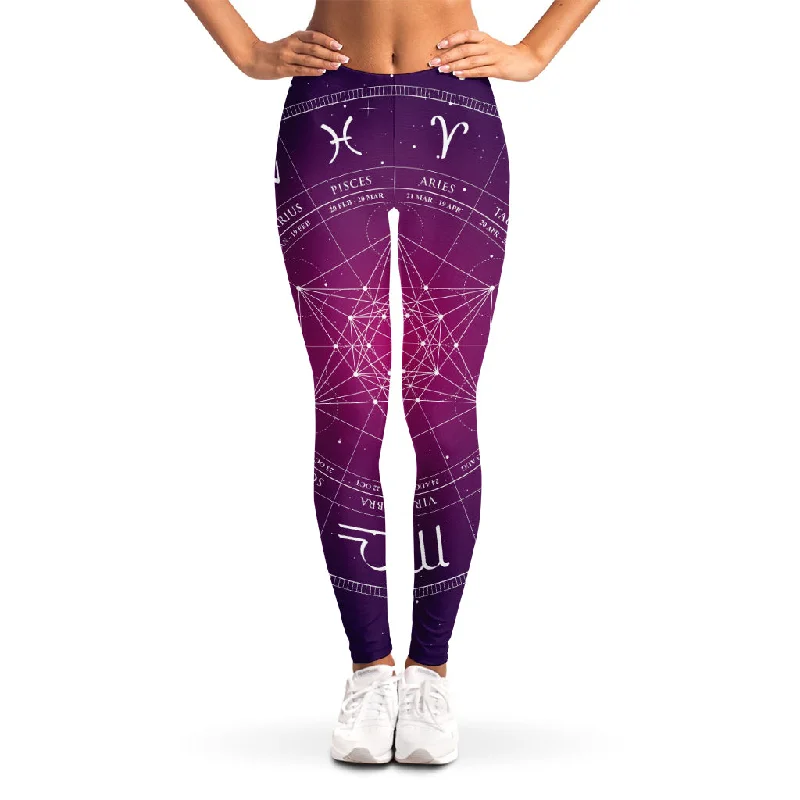 Geometric Zodiac Calendar Print Women's Leggings