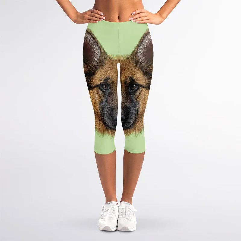 German Shepherd Dog Portrait Print Women's Capri Leggings