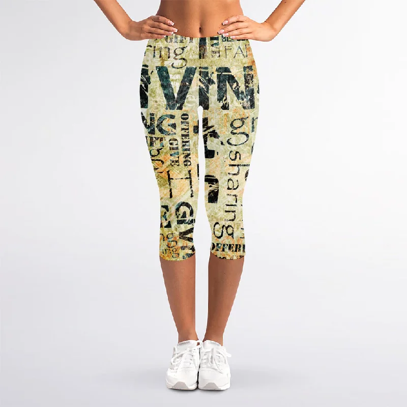 Giving And Tithing Religious Words Print Women's Capri Leggings