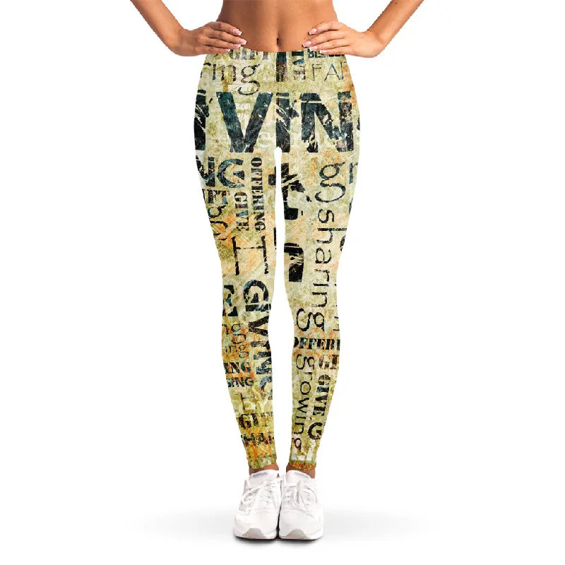 Giving And Tithing Religious Words Print Women's Leggings